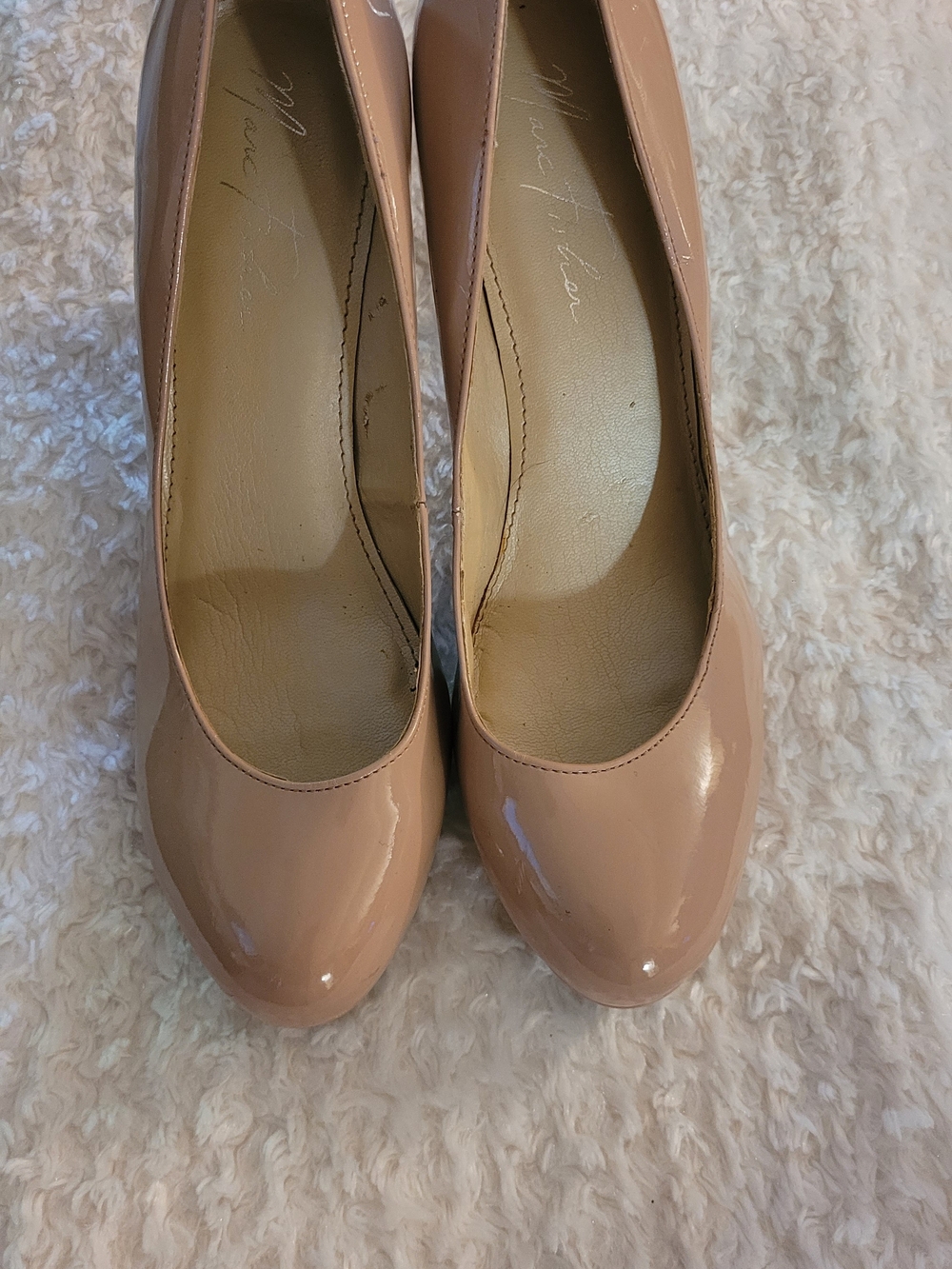 Marc Fisher Nude Patent Round-Toe Pumps